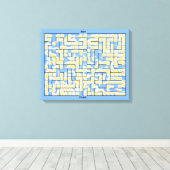 Blauw en geel doolhofspel canvas afdruk (Insitu (Houten vloer))