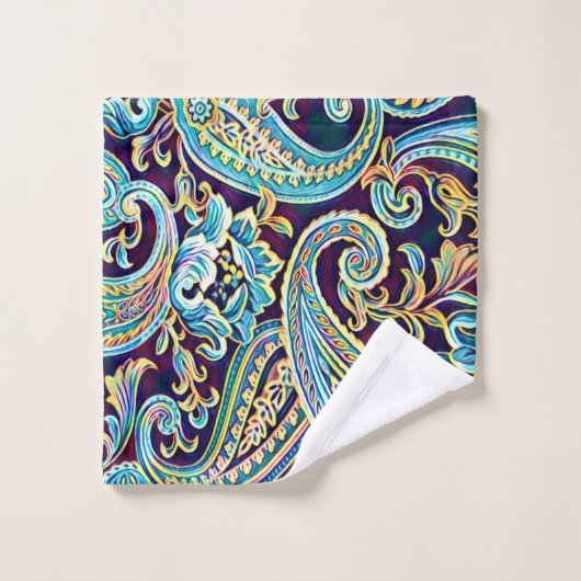 Blauw en Geel Dream  Paisley Bad Handdoek (Wasdoekje)