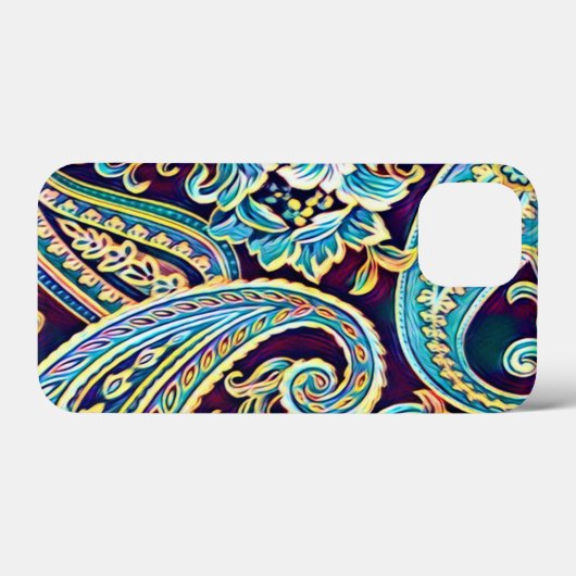 Blauw en Geel Dream Paisley Case-Mate iPhone Case (Achterkant (horizontaal))