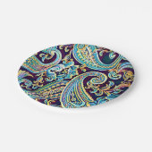 Blauw en Geel Dream  Paisley Papieren Bordje (Gekanteld)