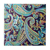 Blauw en Geel Dream  Paisley Tegeltje (Voorkant)