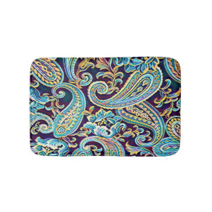 Blauw en Geel Droom Vintage Paisley Badmat