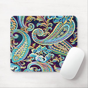Blauw en Geel Droom Vintage Paisley Muismat