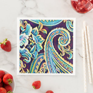Blauw en Geel Droom Vintage Paisley Servet