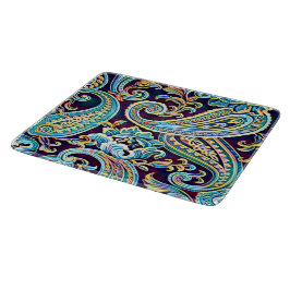 Blauw en Geel Droom Vintage Paisley Snijplank