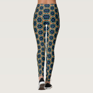 Blauw en geel eenvoudig bloemmotief leggings