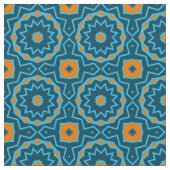 Blauw en geel Elegant Boho Geometric Pattern Stof (Close Up)