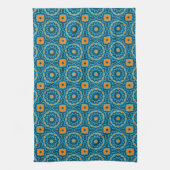 Blauw en geel Elegant Boho Geometric Pattern Theedoek (Verticaal)