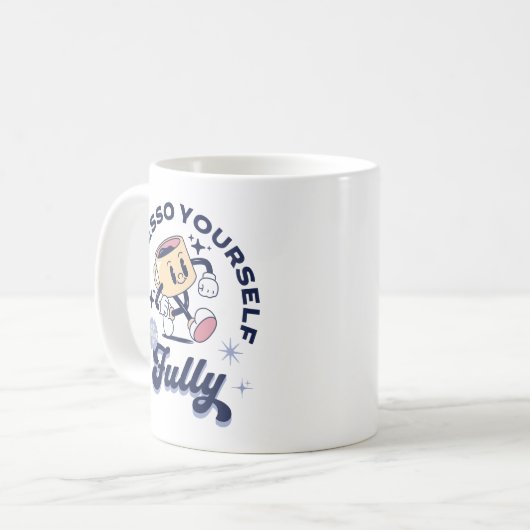 Blauw en Geel - Expresso Yourself Volledig Koffiemok (Voorkant links)