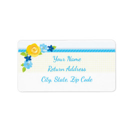 Blauw en Geel Floral Flowers personaliseren Adres Etiket