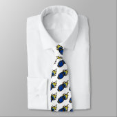 BLAUW EN GEEL FOOTBALL STROPDAS (Gebonden)