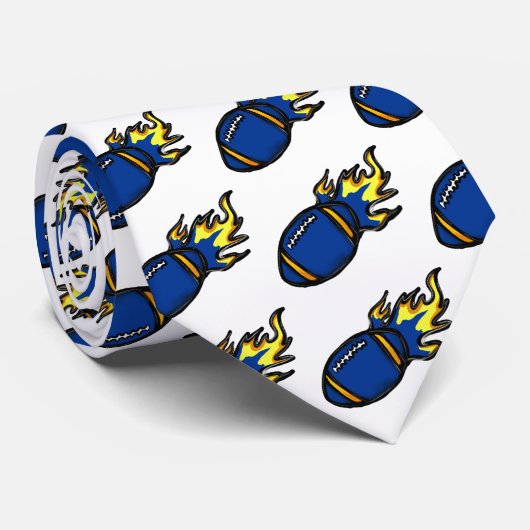 BLAUW EN GEEL FOOTBALL STROPDAS (Opgerold)