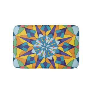 Blauw en geel fractaal geometrisch patroon badmat