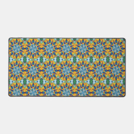 Blauw en geel fractaal geometrisch patroon bureaumat