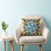 Blauw en geel fractaal geometrisch patroon kussen (Stoel)