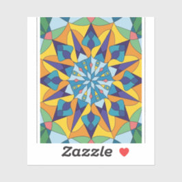 Blauw en geel fractaal geometrisch patroon sticker