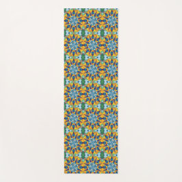 Blauw en geel fractaal geometrisch patroon yogamat