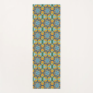 Blauw en geel fractaal geometrisch patroon yogamat
