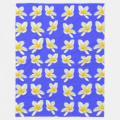Blauw en geel Frangipani patroon, Fleece Deken (Voorkant)