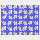 Blauw en geel Frangipani patroon, Fleece Deken (Voorkant (Horizontaal))