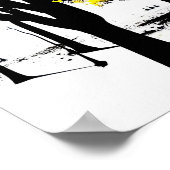 Blauw en geel gebladerte op zwart-witte wereld poster (Hoek)