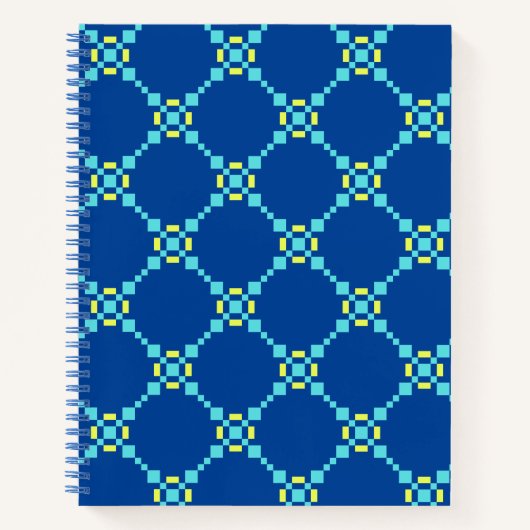 Blauw en geel, gekleurd patroon notitieboek (Voorkant)