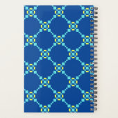 Blauw en geel, gekleurd patroon planner (Achterkant)