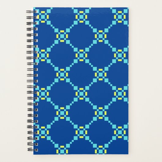 Blauw en geel, gekleurd patroon planner (Voorkant)