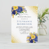 Blauw en geel gekleurd Vrijgezellenfeest van Flora Kaart (Staand voorkant)