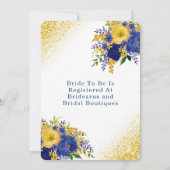 Blauw en geel gekleurd Vrijgezellenfeest van Flora Kaart (Achterkant)