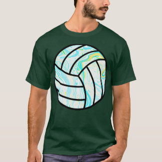 Blauw en geel gemarmerde volleybal t-shirt