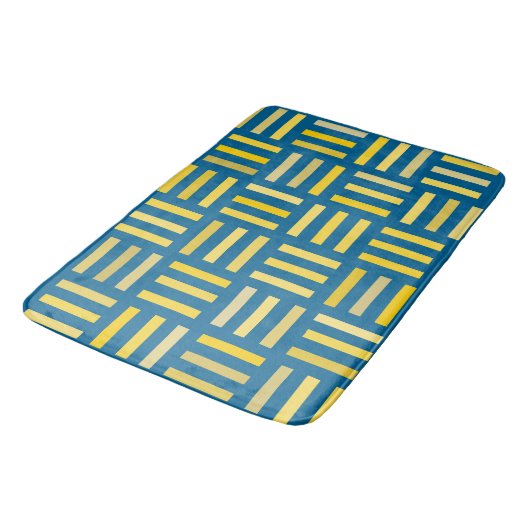 Blauw en geel Geometrisch Badmat (Gekanteld)