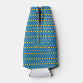 Blauw en geel Geometrisch Etnische Volk Kunstpatro Flesjeskoeler (Achterkant)