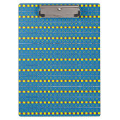 Blauw en geel Geometrisch Etnische Volk Kunstpatro Klembord (Voorkant)
