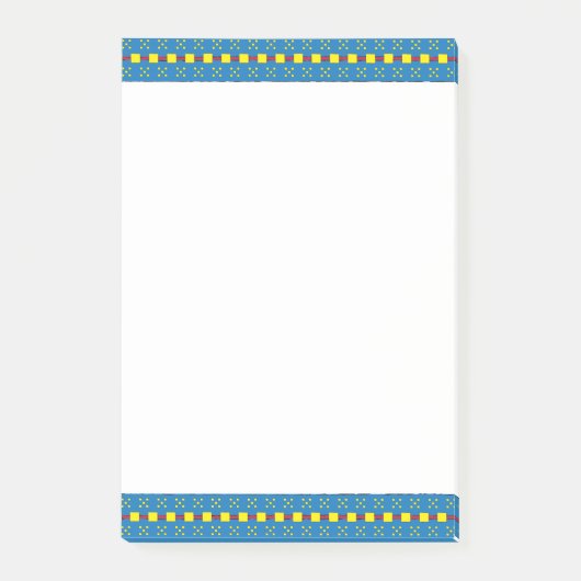 Blauw en geel Geometrisch Etnische Volk Kunstpatro Post-it® Notes (Voorkant)