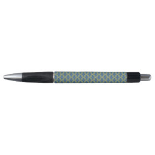 Blauw en Geel Geometrisch Patroon Pen