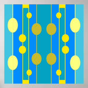 Blauw en geel geometrisch patroon poster