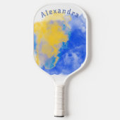 Blauw en geel, gepersonaliseerd pickleball paddle (Achterkant)
