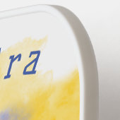 Blauw en geel, gepersonaliseerd pickleball paddle (Links Detail)