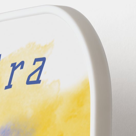 Blauw en geel, gepersonaliseerd pickleball paddle (Links Detail)