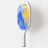 Blauw en geel, gepersonaliseerd pickleball paddle (Links)