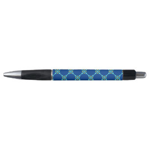 Blauw en geel, gepixeleerd patroonNotitieboek Pen
