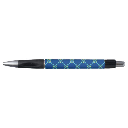 Blauw en geel, gepixeleerd patroonNotitieboek Pen (Voorkant)
