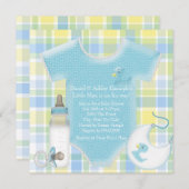 Blauw en geel geplakt Baby Boy Shower Kaart (Voorkant / Achterkant)