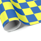 Blauw en geel geruit zonlicht cadeaupapier (Rol Hoek)
