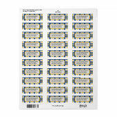 Blauw en geel geruite adreslabels etiket (Full Sheet)