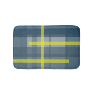 Blauw en geel geruite patroon badmat