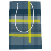Blauw en geel geruite patroon medium cadeauzakje (Voorkant)