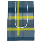 Blauw en geel geruite patroon medium cadeauzakje (Achterkant)