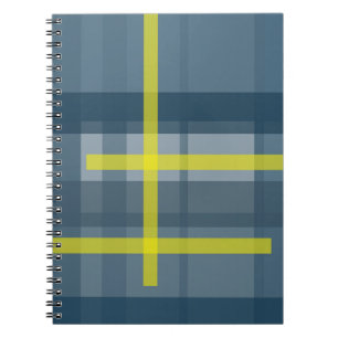 Blauw en geel geruite patroon notitieboek